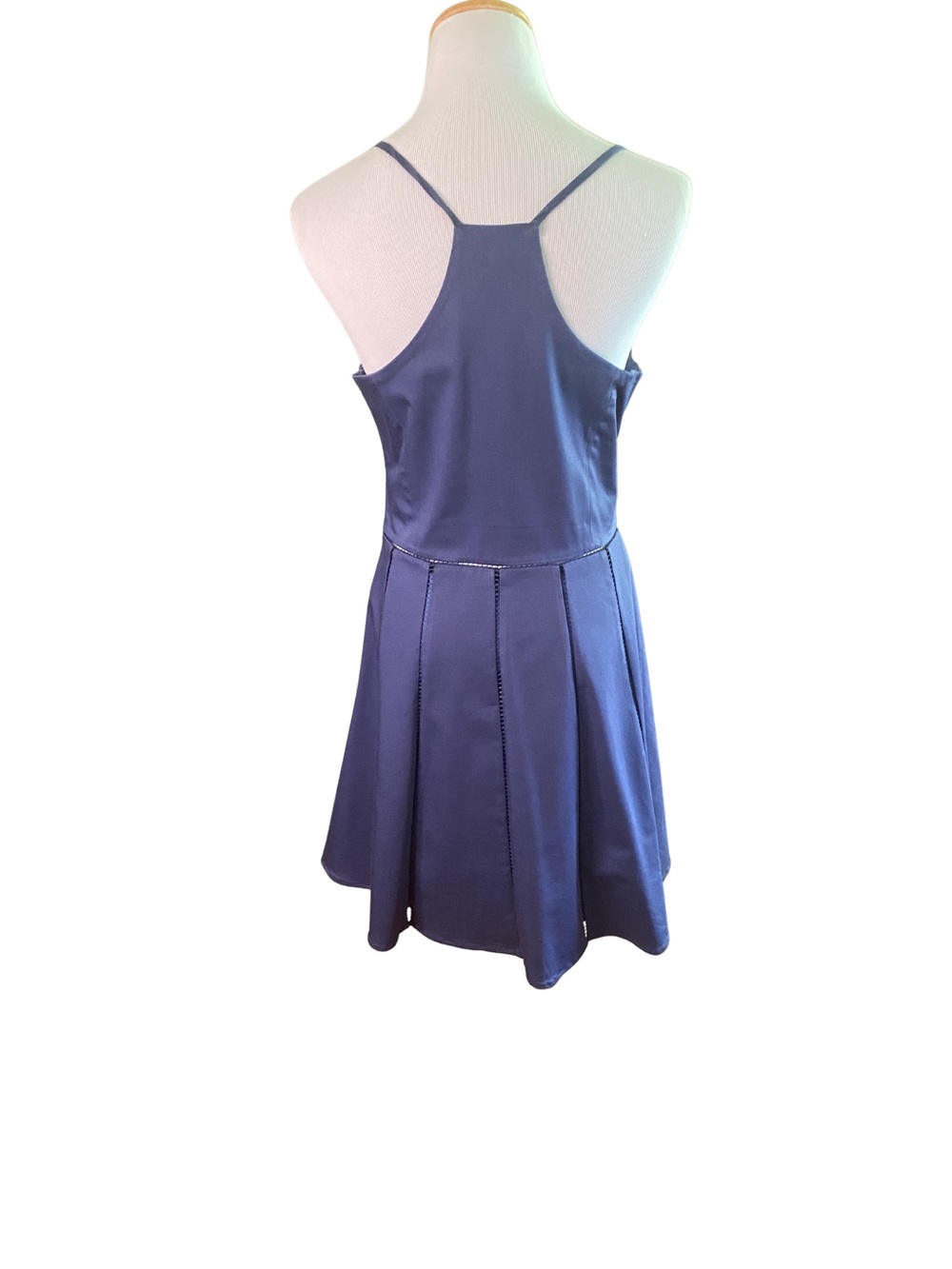 Parker Navy Pleated Mini Dress Size M Spaghetti Strap Date Night - Picture 4 of 10